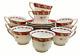 Very Rare Royal Worcester Georgian Red Footed Demitasse Cup & Saucer Set Of 9