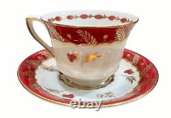 Very Rare Royal Worcester Georgian Red Footed Demitasse Cup & Saucer Set Of 9