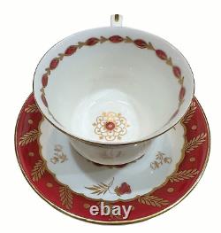 Very Rare Royal Worcester Georgian Red Footed Demitasse Cup & Saucer Set Of 9