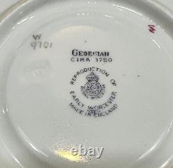 Very Rare Royal Worcester Georgian Red Footed Demitasse Cup & Saucer Set Of 9