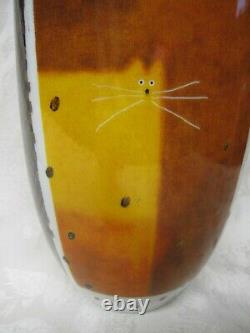 Very Rare Royal Worcester Govinder Bill & Ben Stylized Modern 12 Cat Vase