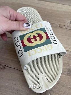Very Rare Vintage Gucci LOGO Slide Sandals Multicolour