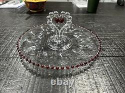 Very Rare Vintage Imperial Glass 400 154 Candlewick Ruby Beads Deviled Egg Tray