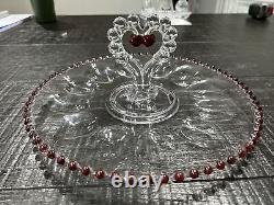 Very Rare Vintage Imperial Glass 400 154 Candlewick Ruby Beads Deviled Egg Tray