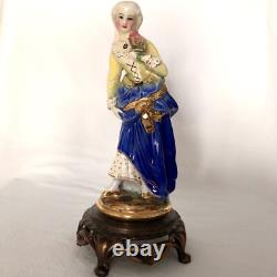 Very Rare Vintage Porcelain Canadian Made 10.5 Royal York Lamp Stand & Statue