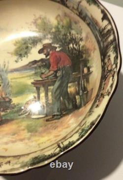 Very Rare Vintage Royal Doulton Series Ware Jock of the Bushvelt Footed Bowl