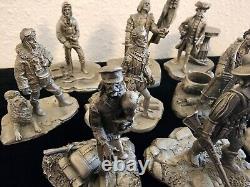 Very Rare Vintage Royal Geographic Society 12 Pewter Figurine Explorer Set NICE