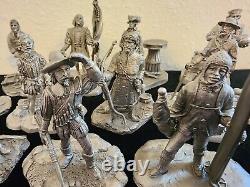 Very Rare Vintage Royal Geographic Society 12 Pewter Figurine Explorer Set NICE