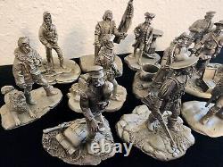 Very Rare Vintage Royal Geographic Society 12 Pewter Figurine Explorer Set NICE