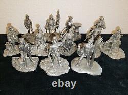 Very Rare Vintage Royal Geographic Society 12 Pewter Figurine Explorer Set NICE