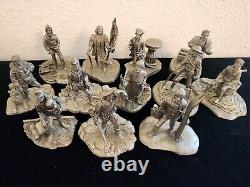 Very Rare Vintage Royal Geographic Society 12 Pewter Figurine Explorer Set NICE