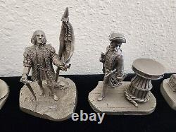 Very Rare Vintage Royal Geographic Society 12 Pewter Figurine Explorer Set NICE