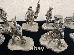 Very Rare Vintage Royal Geographic Society 12 Pewter Figurine Explorer Set NICE