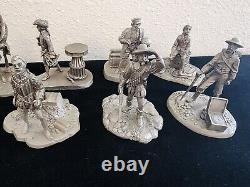 Very Rare Vintage Royal Geographic Society 12 Pewter Figurine Explorer Set NICE