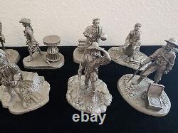 Very Rare Vintage Royal Geographic Society 12 Pewter Figurine Explorer Set NICE