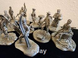 Very Rare Vintage Royal Geographic Society 12 Pewter Figurine Explorer Set NICE