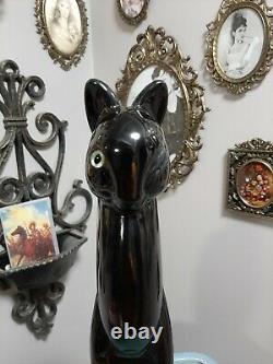 Very Rare Vintage Royal Haeger Tall Black Winking Cat 15