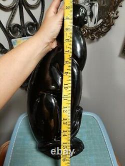 Very Rare Vintage Royal Haeger Tall Black Winking Cat 15