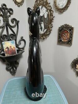 Very Rare Vintage Royal Haeger Tall Black Winking Cat 15