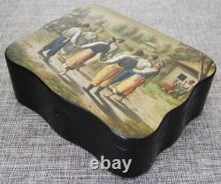 Very Rare Vishnyakov Imperial Russian Lacquer Box, Tea Caddy, Lukutin