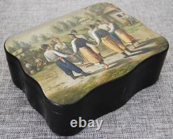 Very Rare Vishnyakov Imperial Russian Lacquer Box, Tea Caddy, Lukutin