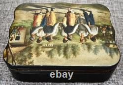 Very Rare Vishnyakov Imperial Russian Lacquer Box, Tea Caddy, Lukutin