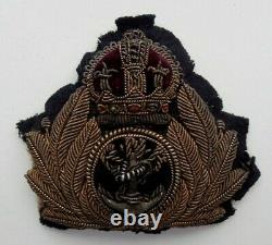 Very Rare WW1 RNR Royal Naval / Navy Reserve Officer's Padded Bullion Cap Badge