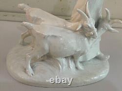 Very Rare White VTG Royal Copenhagen Porcelain Figurine Girl With Goats #694