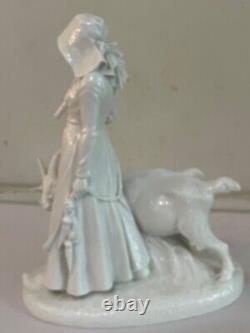 Very Rare White VTG Royal Copenhagen Porcelain Figurine Girl With Goats #694