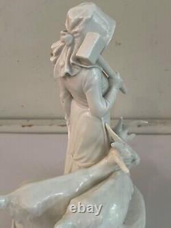 Very Rare White VTG Royal Copenhagen Porcelain Figurine Girl With Goats #694