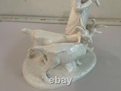 Very Rare White VTG Royal Copenhagen Porcelain Figurine Girl With Goats #694