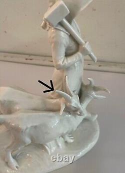 Very Rare White VTG Royal Copenhagen Porcelain Figurine Girl With Goats #694