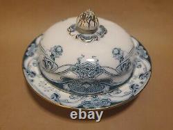 Very Rare Wilkinson Royal Staffordshire Cobalt Blue Iris 3pc Lidded Butter Dish