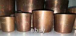 Very Rare set of Antique Copper rum measures British Royal Navy Rum GROGs