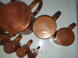 Very Rare set of Antique Copper rum measures British Royal Navy Rum GROGs