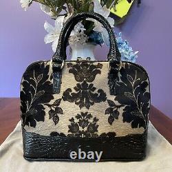 Very Rarebrahmin Grey Imperial Calf Hair Real Fur Vivian Satchel Bag