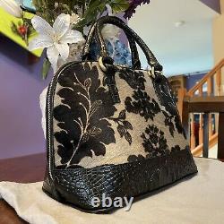 Very Rarebrahmin Grey Imperial Calf Hair Real Fur Vivian Satchel Bag