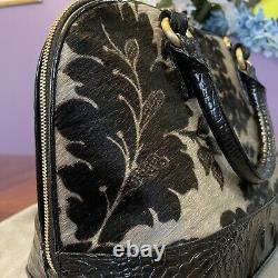 Very Rarebrahmin Grey Imperial Calf Hair Real Fur Vivian Satchel Bag