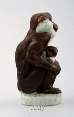 Very rare Jeanne Grut for Royal Copenhagen, Monkey with young number 4647