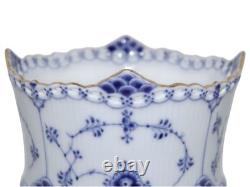 Very rare Royal Copenhagen Blue Fluted Full Lace with gold edge, vase