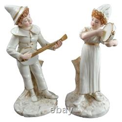 Very rare, antique Royal Worcester figures, James Hadley, musicians, 1885