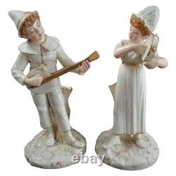Very rare, antique Royal Worcester figures, James Hadley, musicians, 1885