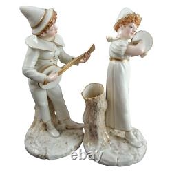 Very rare, antique Royal Worcester figures, James Hadley, musicians, 1885