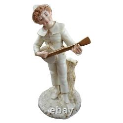 Very rare, antique Royal Worcester figures, James Hadley, musicians, 1885