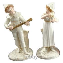 Very rare, antique Royal Worcester figures, James Hadley, musicians, 1885