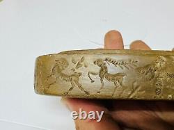 Very rare carved royal king caravan hunting stone intaglio unique relief 100 BC