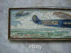 Very rare large Royal Delft Cloisonne tile, plain, fokker, porceleyne fles 1927