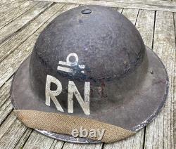 Very rare original ww2 1940 dated HMS Rodney british royal navy officer helmet