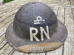 Very rare original ww2 1940 dated HMS Rodney british royal navy officer helmet