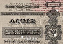 Very rare share of the Imperial and Royal Austrian Länderbank 1886